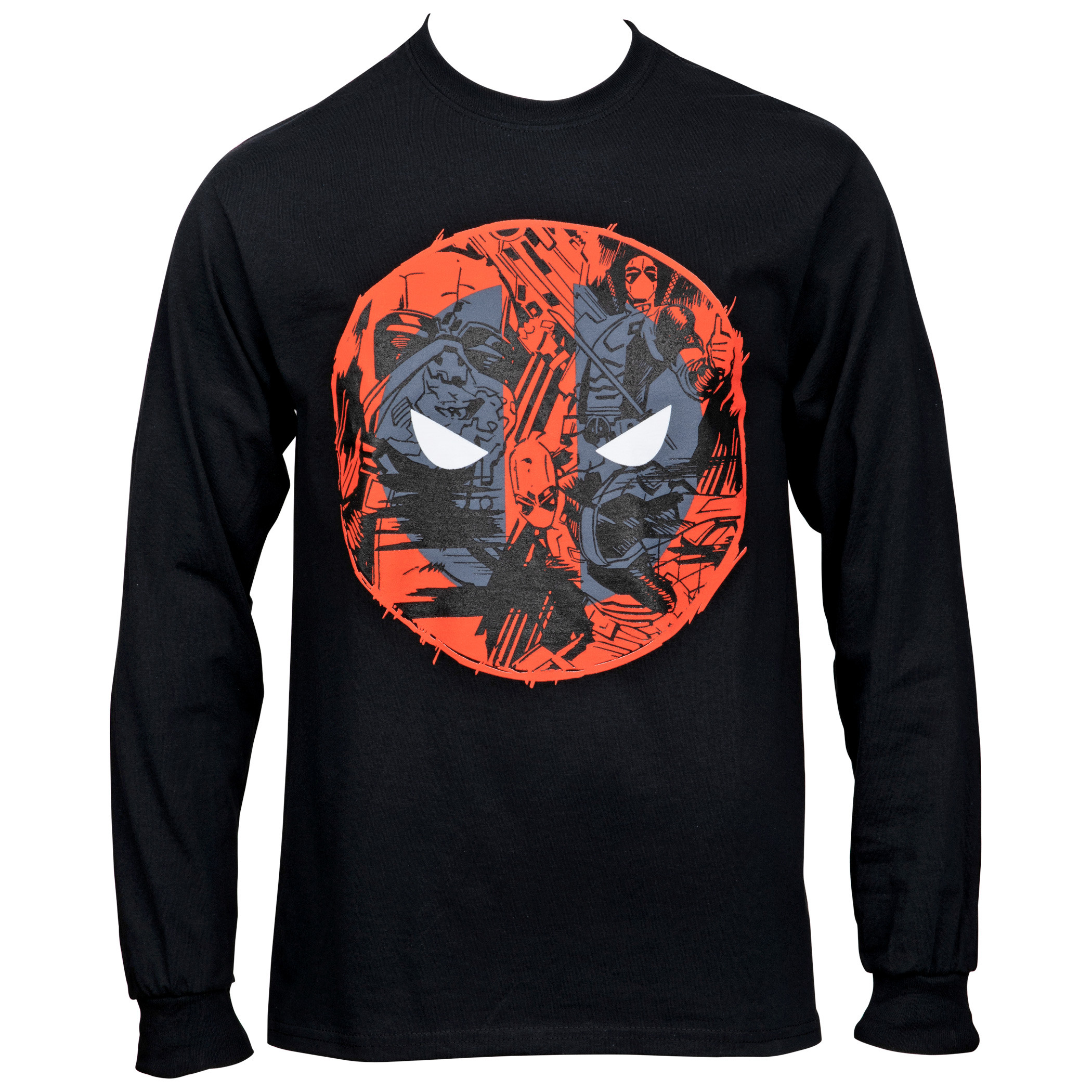 Deadpool Logo With Comic Print Long Sleeve Shirt
